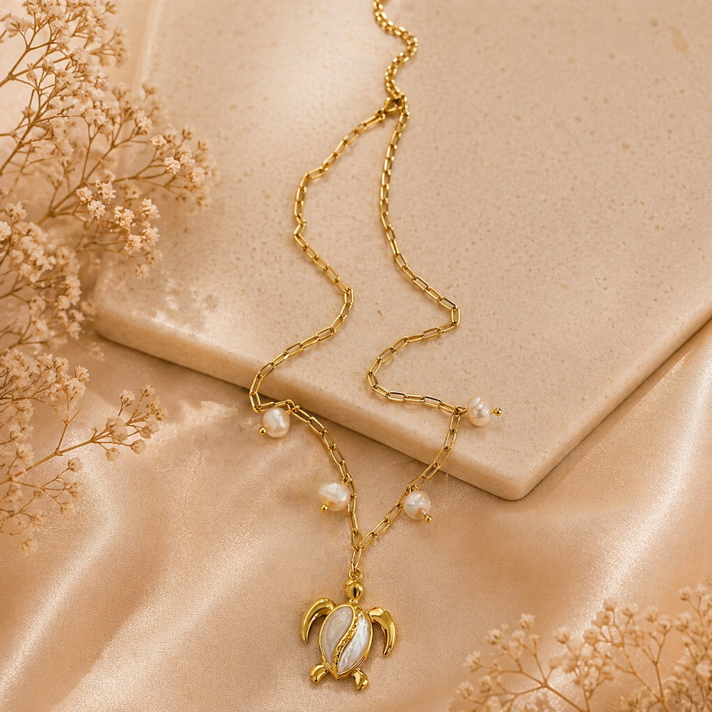 Ocean Pearl Turtle Necklace