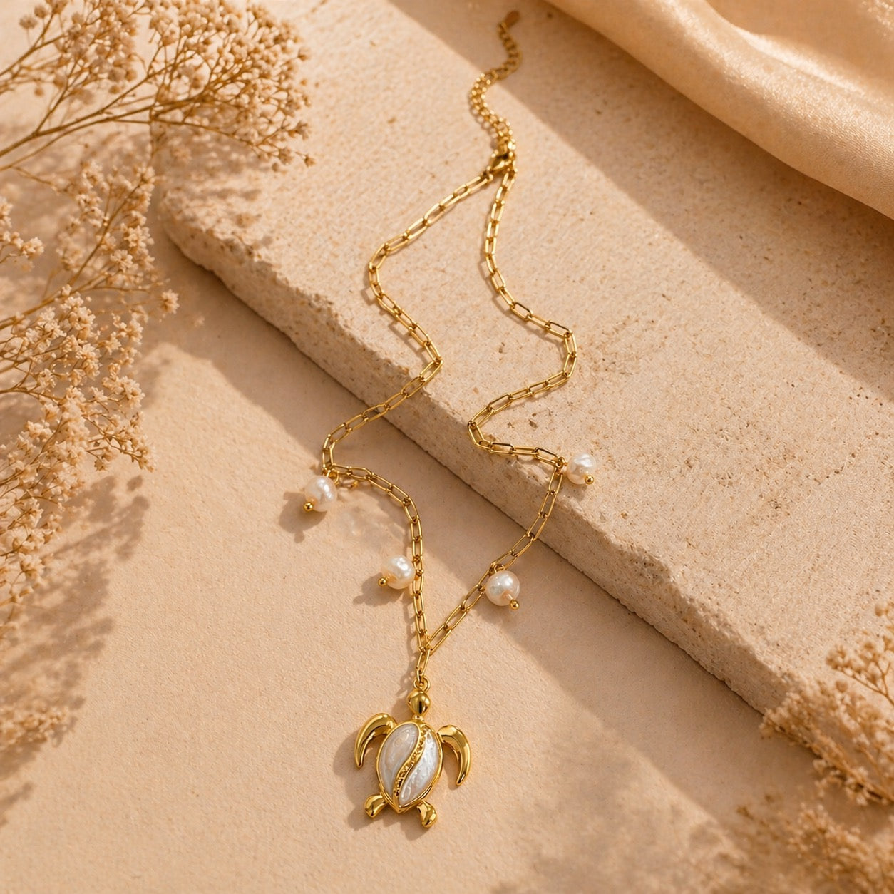 Ocean Pearl Turtle Necklace