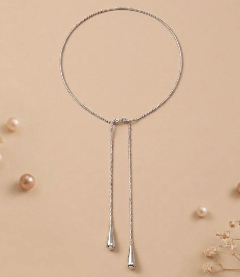 Elysian Teardrop Silver Necklace